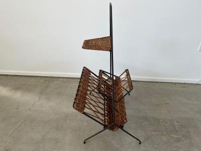 IRON AND WICKER MAGAZINE HOLDER