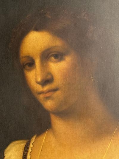 ITALIAN ANTIQUE PORTRAIT OF A WOMAN WITH ERMINE THROW