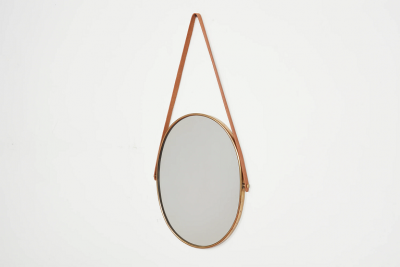 ITALIAN BRASS LEATHER MIRRORS