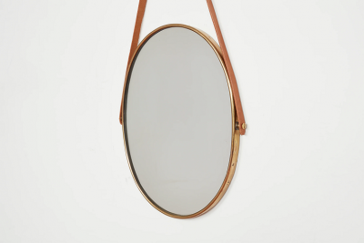 ITALIAN BRASS LEATHER MIRRORS