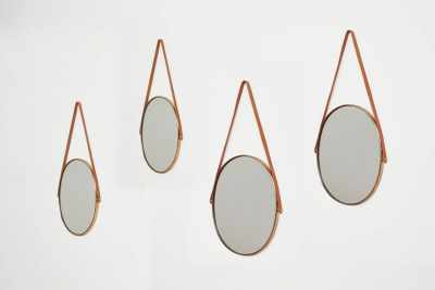ITALIAN BRASS LEATHER MIRRORS