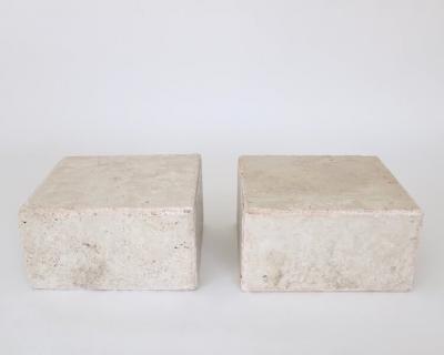 ITALIAN CREAM TRAVERTINE RECTANGULAR SIDE TABLES OR COFFEE TABLE