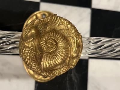 ITALIAN DORE BRONZE DOLPHIN SHELL MURANO GLASS DOOR HANDLES