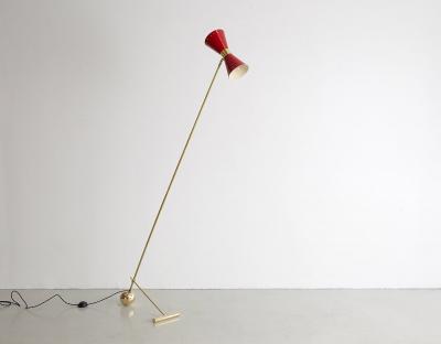 ITALIAN FLOOR LAMP WITH RED METAL SHADE