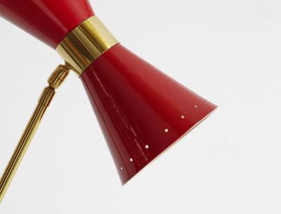 ITALIAN FLOOR LAMP WITH RED METAL SHADE