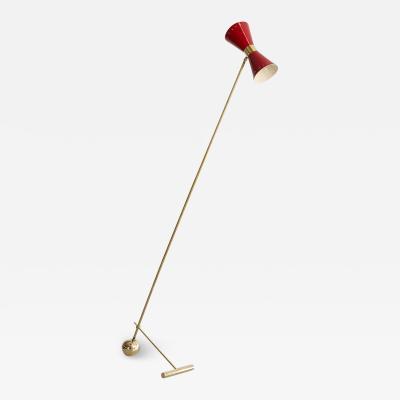 ITALIAN FLOOR LAMP WITH RED METAL SHADE