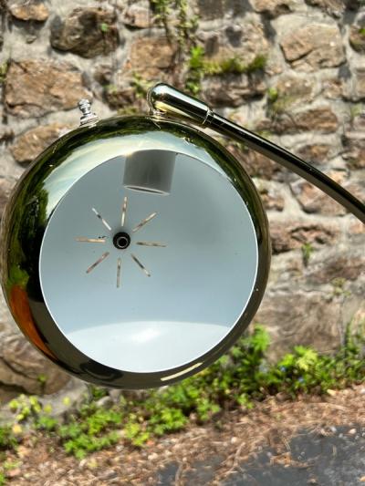 ITALIAN GOLDTONE METAL AND WHITE MARBLE ARCO FLOOR LAMP
