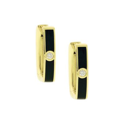 ITALIAN GREEN ENAMEL DIAMOND LONG CUFF EARRINGS