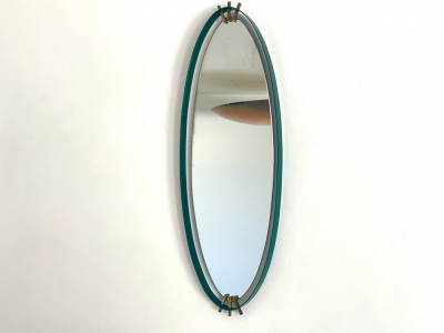 ITALIAN GREEN ENAMEL MIRROR