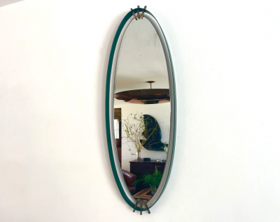 ITALIAN GREEN ENAMEL MIRROR