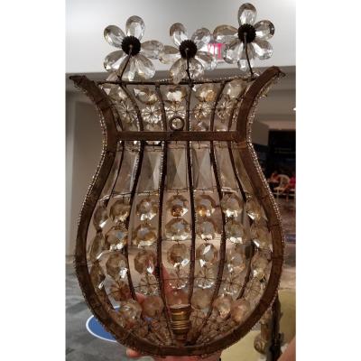 ITALIAN HAND BEADED CRYSTAL SCONCES 2 PAIRS TOTAL OF 4 