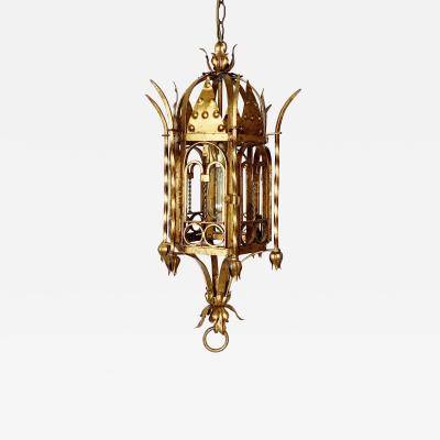 ITALIAN HAND FORGED GILT LANTERN 1950s