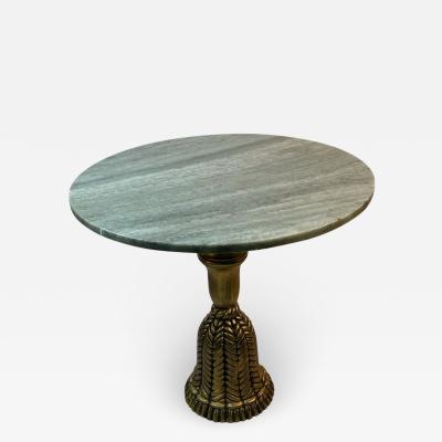 ITALIAN MARBLE TOP GILT CARVED WOOD TASSEL TABLE