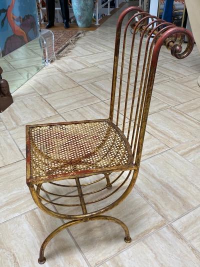 ITALIAN MID CENTURY FANCY GILT IRON CHAIR