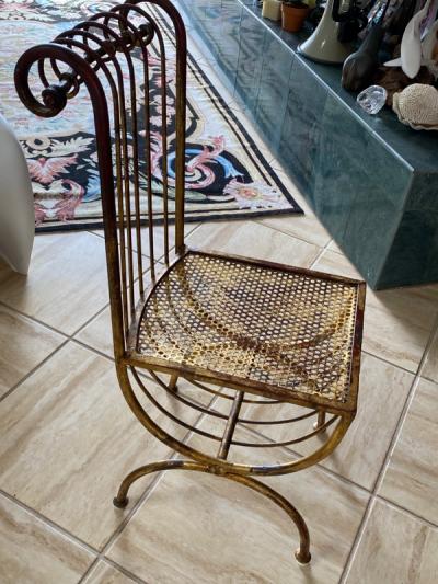 ITALIAN MID CENTURY FANCY GILT IRON CHAIR