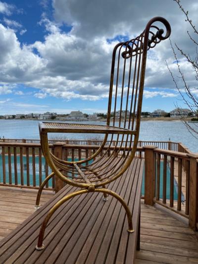 ITALIAN MID CENTURY FANCY GILT IRON CHAIR
