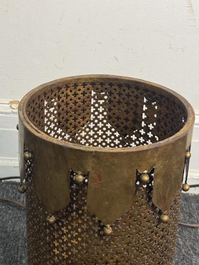ITALIAN MID CENTURY GILT METAL JESTER DESIGN UMBRELLA STAND TRASH CAN