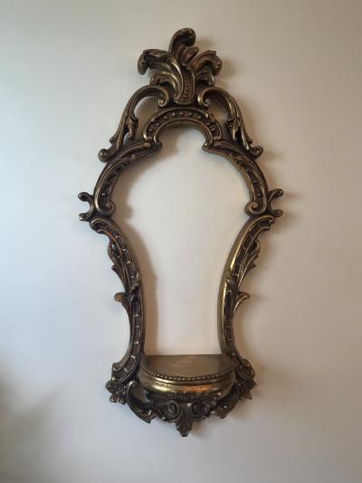 ITALIAN MID CENTURY PAIR OF REGENCY GILT WOOD WALL SHELVES