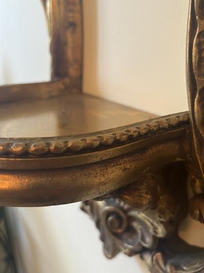 ITALIAN MID CENTURY PAIR OF REGENCY GILT WOOD WALL SHELVES