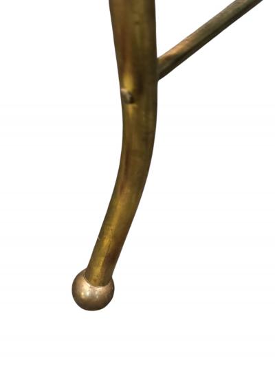 ITALIAN MID CENTURY WALNUT CLOVER DESIGN BRASS TRIPOD LEG WITH BALL TABLE