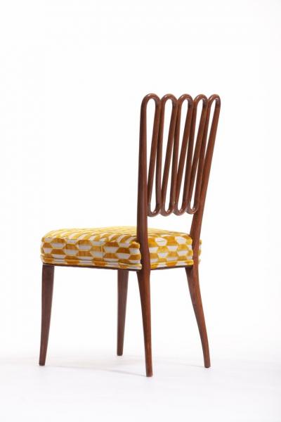 ITALIAN MIDCENTURY SIDE CHAIR AFTER GIO PONTI WITH GOLD AND IVORY CUT VELVET