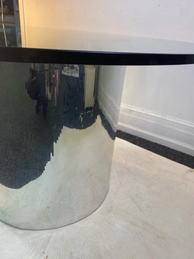 ITALIAN MODERN MIRRORED AND GLASS CYLINDER DINING TABLE