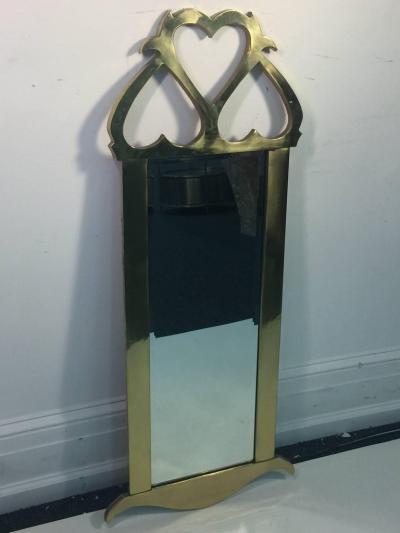 ITALIAN MODERNIST CAST BRASS HEART DESIGN MIRROR
