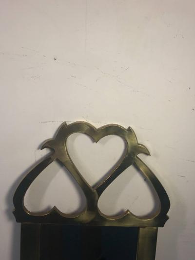 ITALIAN MODERNIST CAST BRASS HEART DESIGN MIRROR