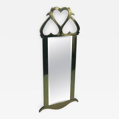 ITALIAN MODERNIST CAST BRASS HEART DESIGN MIRROR