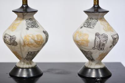 ITALIAN OVOID SHAPED GLASS TABLE LAMPS