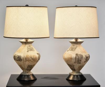 ITALIAN OVOID SHAPED GLASS TABLE LAMPS