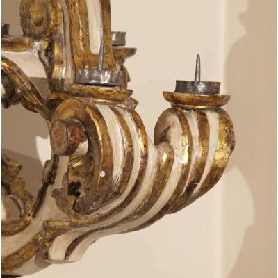 ITALIAN PAINTED GILT WOOD SCONCES
