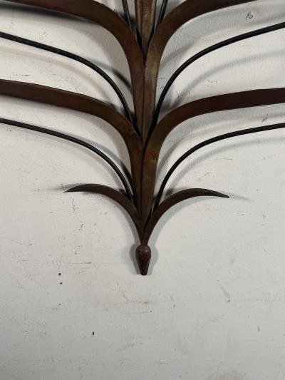 ITALIAN PAIR OF MODERN METAL FROND FORM 10 CANDLE WALL SCONCES