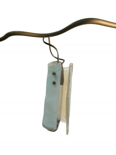 ITALIAN POST MODERN GOLDTONE METAL CHANDELIER WITH SIX MURANO GLASS SHADES