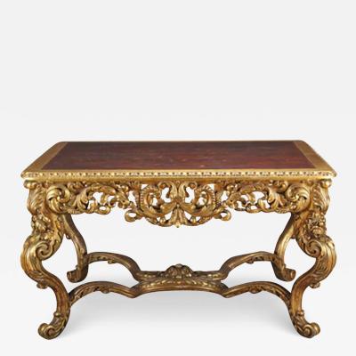 ITALIAN ROCOCO STYLE GILT WOOD CARVED CENTER TABLE