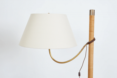 ITALIAN ROPE LEATHER FLOOR LAMP 1950S