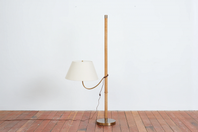 ITALIAN ROPE LEATHER FLOOR LAMP 1950S