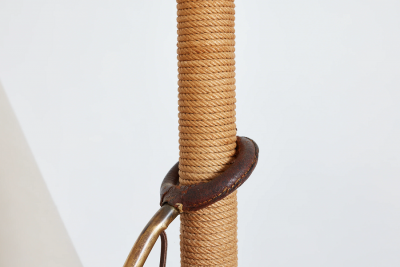 ITALIAN ROPE LEATHER FLOOR LAMP 1950S
