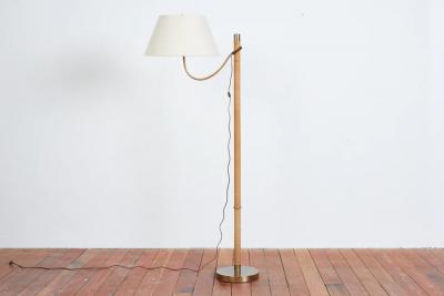 ITALIAN ROPE LEATHER FLOOR LAMP 1950S