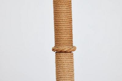 ITALIAN ROPE LEATHER FLOOR LAMP 1950S