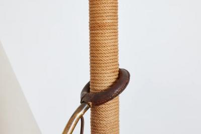 ITALIAN ROPE LEATHER FLOOR LAMP 1950S