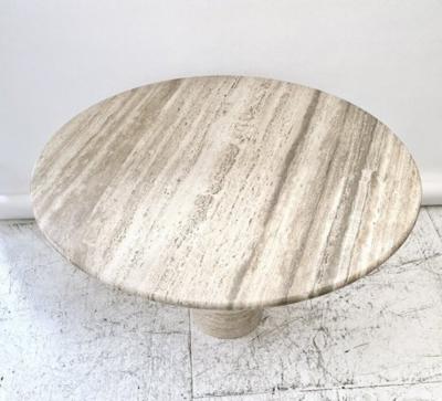 ITALIAN ROUND TRAVERTINE MARBLE DINING TABLE