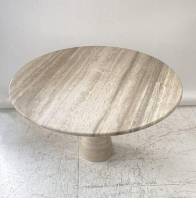 ITALIAN ROUND TRAVERTINE MARBLE DINING TABLE