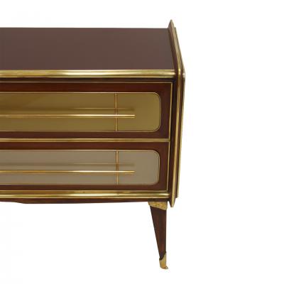 ITALIAN SIDEBOARD MADE OF SOLID WOOD AND COVERED WITH COLORED GLASS 1950S