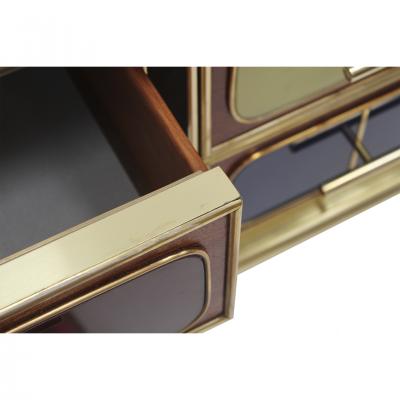 ITALIAN SIDEBOARD MADE OF SOLID WOOD AND COVERED WITH COLORED GLASS 1950S