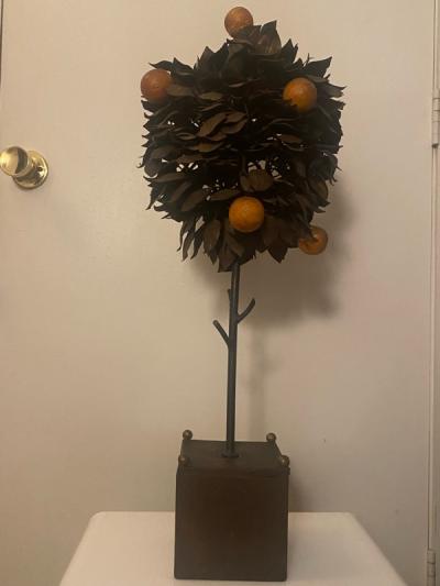 ITALIAN TOLE ORANGE TREE SCULPTURE