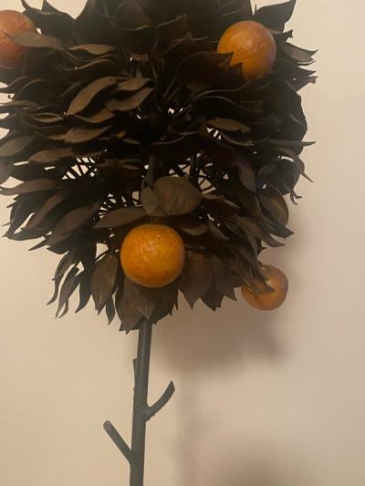 ITALIAN TOLE ORANGE TREE SCULPTURE