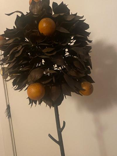 ITALIAN TOLE ORANGE TREE SCULPTURE