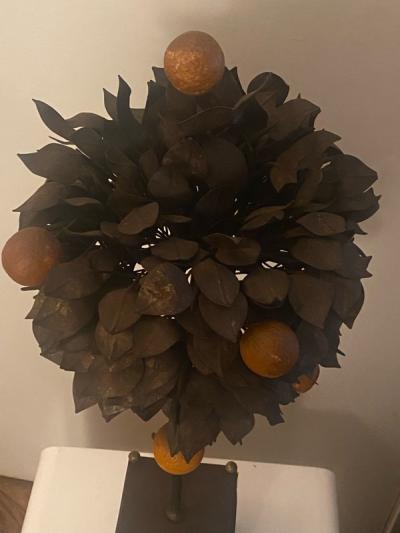 ITALIAN TOLE ORANGE TREE SCULPTURE