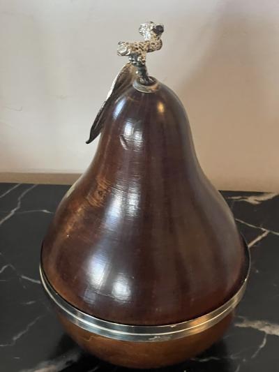ITALIAN WALNUT AND SILVER PLATE PEAR BOX